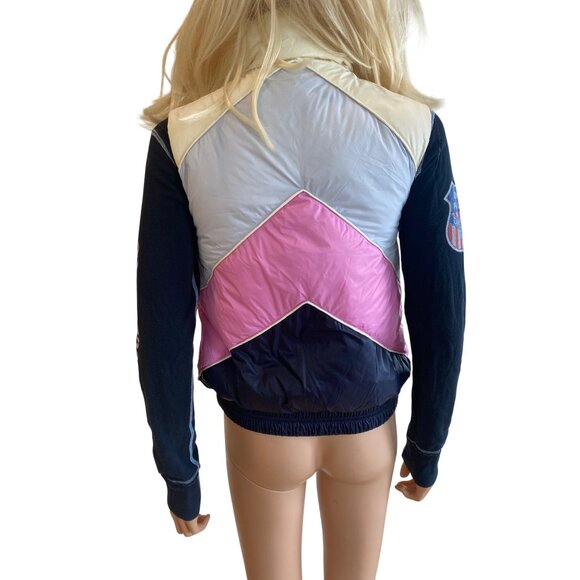 NWT Marine Layer XS Reversible Antuco Puffer Vest Ivory Pink colorblock $158 - Picture 4 of 17